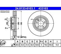 ATE 24.0133-0103.1 Disco freno per LAND ROVER