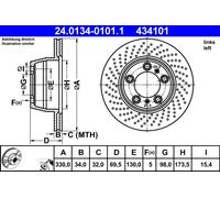 ATE 24.0134-0101.1 Disco freno per PORSCHE
