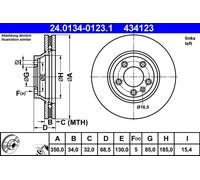 ATE 24.0134-0123.1 Discofreno AUDI VW PORSCHE