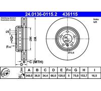 ATE 24.0136-0115.2 Disco freno per BMW