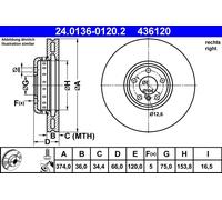 ATE 24.0136-0120.2 Disco freno per BMW