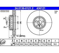 ATE 24.0136-0121.2 Disco freno per BMW