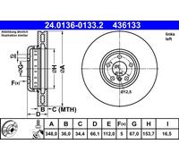 ATE 24.0136-0133.2 Disco freno per BMW,TOYOTA