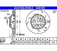 Disco freno ATE 24.0138-0100.2 anteriore, fessura, altamente carbonizzato, 1 Pezzo