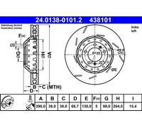 ATE 24.0138-0101.2 Disco freno per PORSCHE