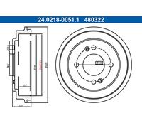 ATE 24.0218-0051.1 Tamburo freno