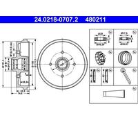 ATE Freni a Tamburo 24.0218-0707.2 Tamburo Freno VW,AUDI,SEAT,POLO (6N2),Polo Hatchback (6N1),GOLF II (19E, 1G1),Polo Classic (6V2)