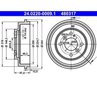 ATE 24.0220-0009.1 Tamburo freno per FORD