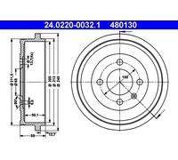 ATE 24.0220-0032.1 Tamburo freno per SEAT,SKODA,VW