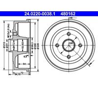 ATE 24.0220-0038.1 Tamburo freno per OPEL,VAUXHALL