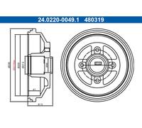 ATE 24.0220-0049.1 Tamburo freno