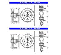 ATE 24.0220-0738.2 Tamburo Freno Posteriore Per Opel Corsa C Tigra Twintop