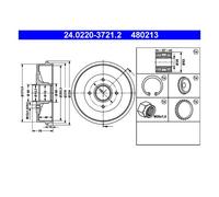 2X ATE 24.0220-3721.2 Tamburo Freno Posteriore Per Renault Clio II Dacia Logan