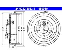 Tamburo freno ATE 24.0222-8013.1