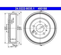 ATE Tamburo freno per FORD 24.0222-8035.1