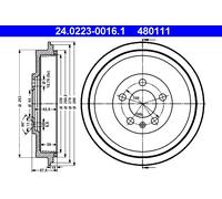 ATE 24.0223-0016.1 Tamburo freno per SKODA