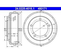 ATE 24.0225-4016.1 Tamburo freno per FORD