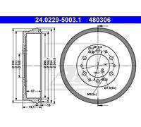 ATE Tamburo freno per TOYOTA 24.0229-5003.1