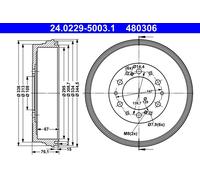 ATE Tamburo freno per TOYOTA 24.0229-5003.1