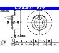 ATE 24.0309-0133.1 Discofreno AUDI VW SKODA