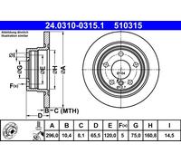ATE 24.0310-0315.1 Disco freno per BMW