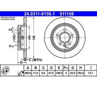 ATE 24.0311-0158.1 Disco freno per FORD,VOLVO