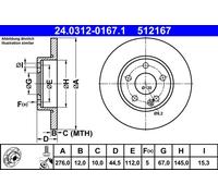 ATE 24.0312-0167.1 Disco freno per MERCEDES-BENZ