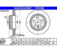 Disco freno ATE PowerDisc 24.0319-0108.1, 1 Pezzo