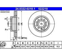 ATE 24.0322-0210.1 Discofreno AUDI VW SEAT SKODA