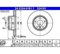 ATE 24.0324-0181.1 Disco freno per BMW