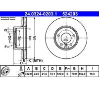 ATE 24.0324-0203.1 Disco freno per BMW
