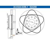 ATE 24.0324-0258.1 Disco freno per AUDI,SEAT,SKODA,VW