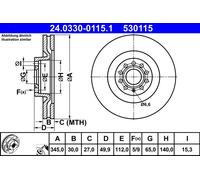 Disco freno ATE PowerDisc 24.0330-0115.1, 1 Pezzo