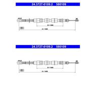 ATE 24.3727-0109.2 Cavo Del Freno a Mano Posteriore per VW Transporter III Bus