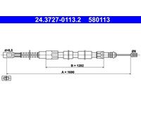 ATE Cavo freno a mano 24.3727-0113.2 per VW LT 28-35 I Autobus Posteriore sinistra/destra