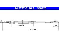 ATE 24.3727-0126.2 Cavo freno a mano per VW PASSAT (3A2, 35I) Posteriore