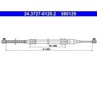 ATE 24.3727-0129.2 Cavo freno a mano per VW Polo Hatchback (86C, 80) DERBY (86)