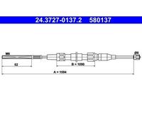 ATE 24.3727-0137.2 Cavo freno a mano per VW Polo Hatchback (86C, 80) DERBY (86)