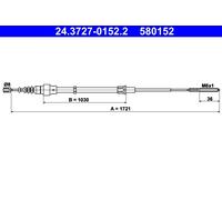 ATE 24.3727-0152.2 Cavo comando, Freno stazionamento per VW