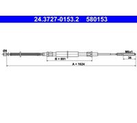 ATE 24.3727-0153.2 Cavo Freno a mano VW