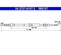 ATE 24.3727-0157.2 Cavo comando, Freno stazionamento per VW