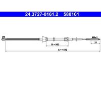 ATE 24.3727-0161.2 Cavo comando, Freno stazionamento per SEAT,VW