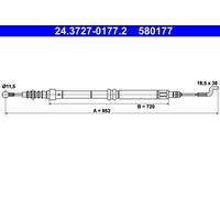 ATE 24.3727-0177.2 Cavo comando, Freno stazionamento per VW