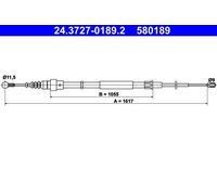 ATE 24.3727-0189.2 Cavo comando, Freno stazionamento per AUDI