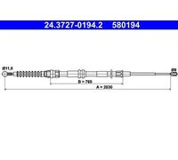 ATE 24.3727-0194.2 Cavo freno a mano per VW Caddy III Van (2KA, 2KH, 2CA, 2CH)