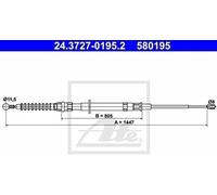 ATE 24.3727-0195.2 Cavo freno a mano Posteriore Cavo Freno Filo freno a mano Corde freno a mano