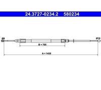 ATE 24.3727-0234.2 Cavo freno a mano per BMW 1 Schrägheck (E87) 1 Coupe (E82)