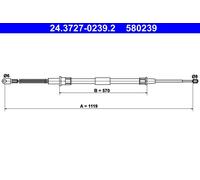 ATE Cavo freno a mano 24.3727-0239.2 posteriore Dx per BMW 7