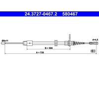 ATE 24.3727-0467.2 Cavo Freno a mano MERCEDES-BENZ