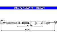 ATE 24.3727-0521.2 Cavo comando, Freno stazionamento per ALFA ROMEO,FIAT,LANCIA